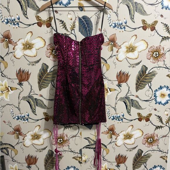 Bronx and Banco Purple Sequin Lace-Up Dress - Picture 6 of 13